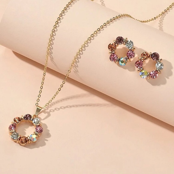 Rhinestone Flower Jewelry Set - Picture 4 of 4